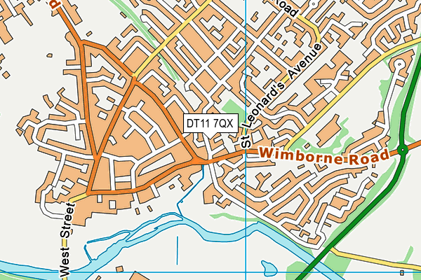DT11 7QX map - OS VectorMap District (Ordnance Survey)