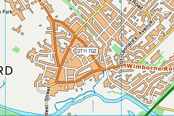 DT11 7QZ map - OS VectorMap District (Ordnance Survey)