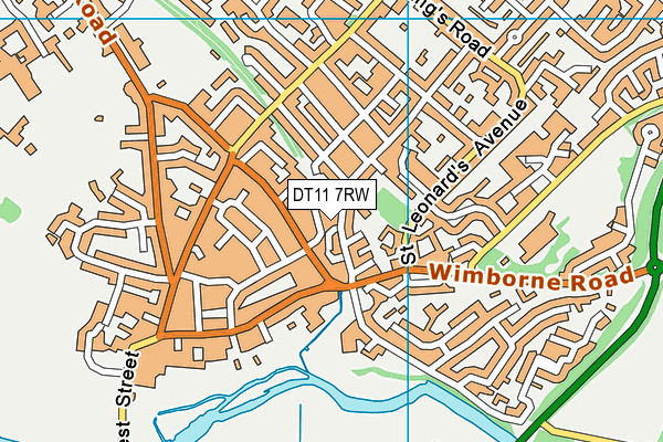 DT11 7RW map - OS VectorMap District (Ordnance Survey)