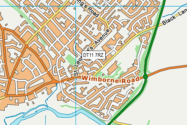 DT11 7RZ map - OS VectorMap District (Ordnance Survey)