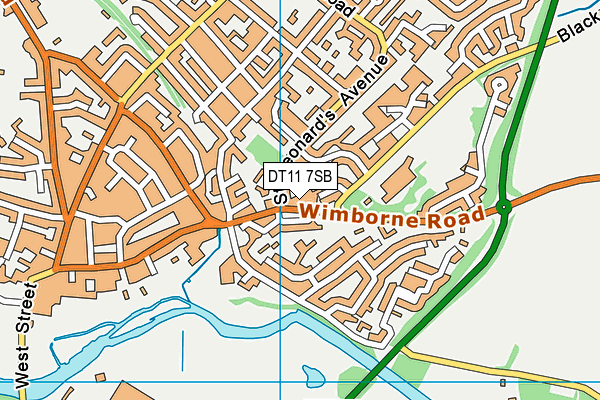 DT11 7SB map - OS VectorMap District (Ordnance Survey)