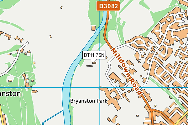 Milldown CofE Academy map (DT11 7SN) - OS VectorMap District (Ordnance Survey)