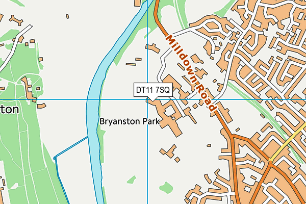 The Blandford School map (DT11 7SQ) - OS VectorMap District (Ordnance Survey)