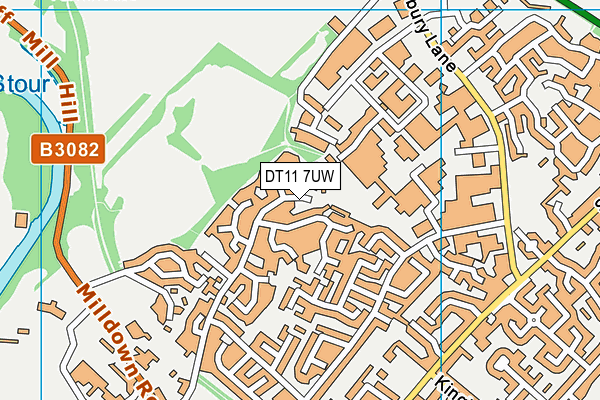 DT11 7UW map - OS VectorMap District (Ordnance Survey)