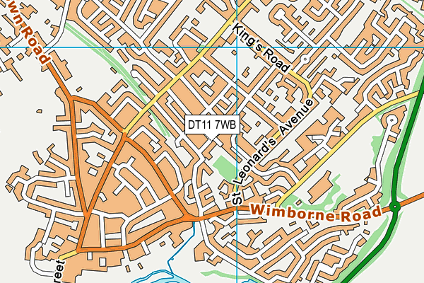DT11 7WB map - OS VectorMap District (Ordnance Survey)