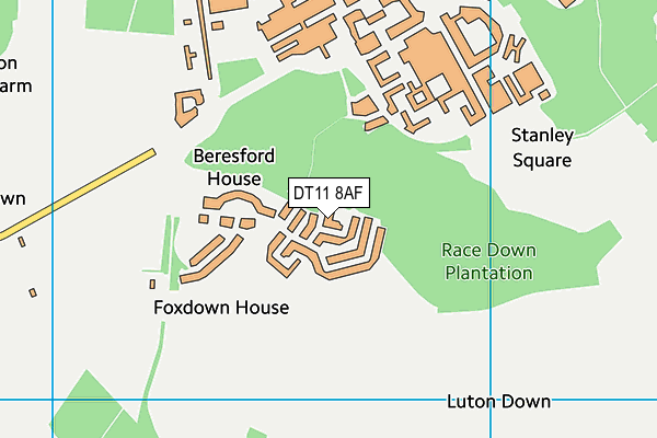 DT11 8AF map - OS VectorMap District (Ordnance Survey)