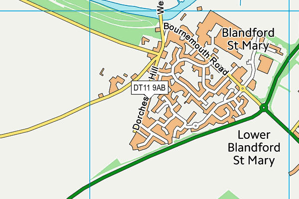 DT11 9AB map - OS VectorMap District (Ordnance Survey)