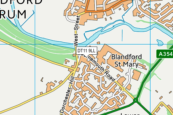 DT11 9LL map - OS VectorMap District (Ordnance Survey)