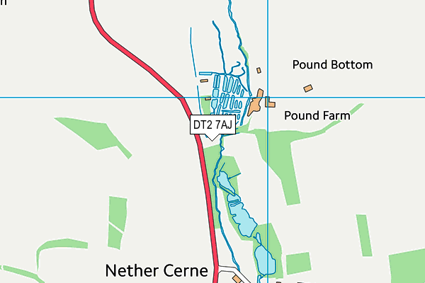 DT2 7AJ map - OS VectorMap District (Ordnance Survey)