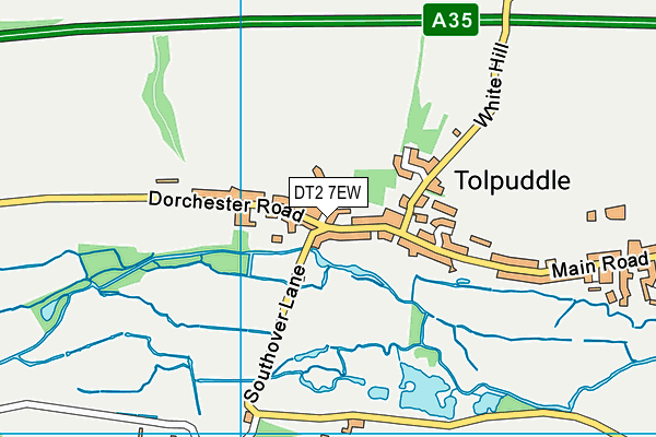 Tolpuddle Village Hall map (DT2 7EW) - OS VectorMap District (Ordnance Survey)