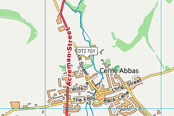 Cerne Abbas Village Hall map (DT2 7GY) - OS VectorMap District (Ordnance Survey)