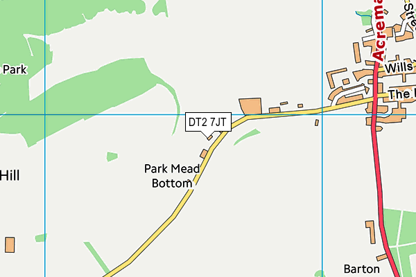 DT2 7JT map - OS VectorMap District (Ordnance Survey)