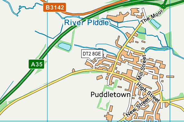 Puddletown Recreation Ground map (DT2 8GE) - OS VectorMap District (Ordnance Survey)
