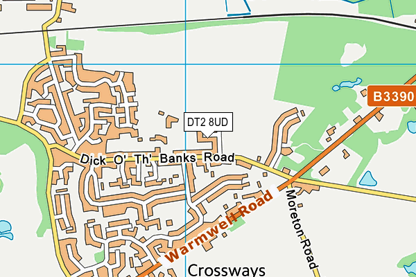 Crossways Playing Field map (DT2 8UD) - OS VectorMap District (Ordnance Survey)