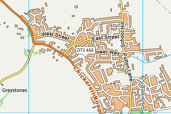 DT3 4AS map - OS VectorMap District (Ordnance Survey)