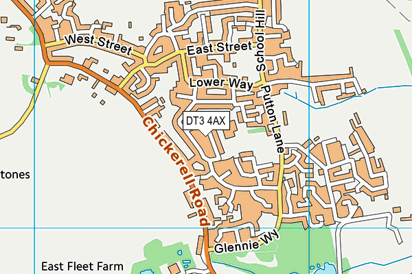 DT3 4AX map - OS VectorMap District (Ordnance Survey)
