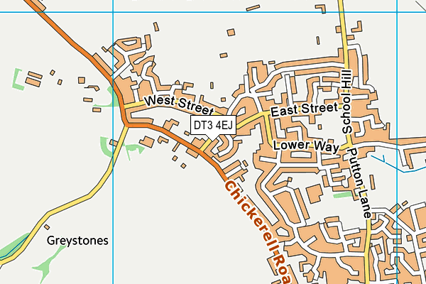DT3 4EJ map - OS VectorMap District (Ordnance Survey)