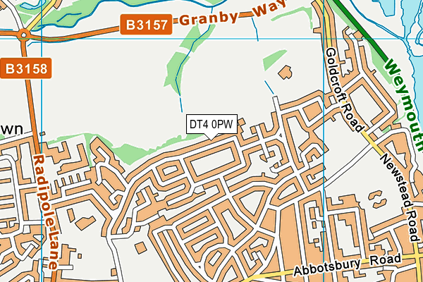 DT4 0PW map - OS VectorMap District (Ordnance Survey)