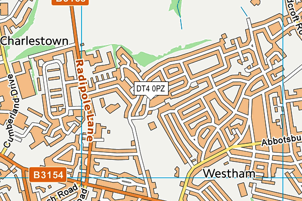 DT4 0PZ map - OS VectorMap District (Ordnance Survey)