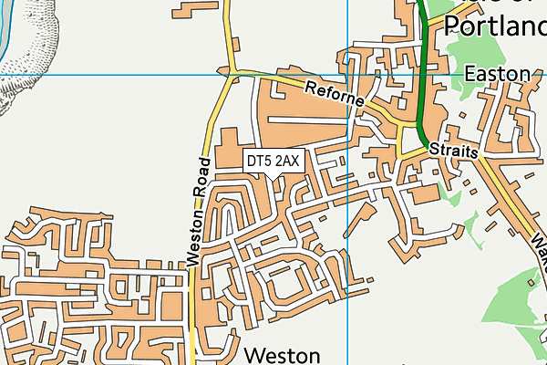 DT5 2AX map - OS VectorMap District (Ordnance Survey)