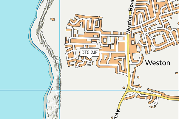 DT5 2JF map - OS VectorMap District (Ordnance Survey)