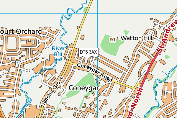 DT6 3AX map - OS VectorMap District (Ordnance Survey)