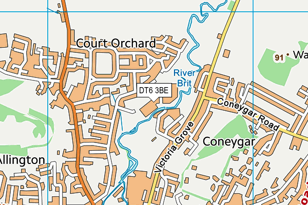 Bridport & West Dorset Indoor Bowls Club (Closed) map (DT6 3BE) - OS VectorMap District (Ordnance Survey)