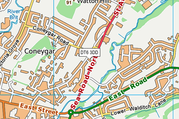 DT6 3DD map - OS VectorMap District (Ordnance Survey)