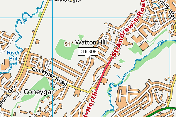 DT6 3DE map - OS VectorMap District (Ordnance Survey)