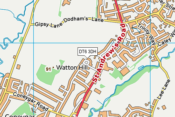 DT6 3DH map - OS VectorMap District (Ordnance Survey)