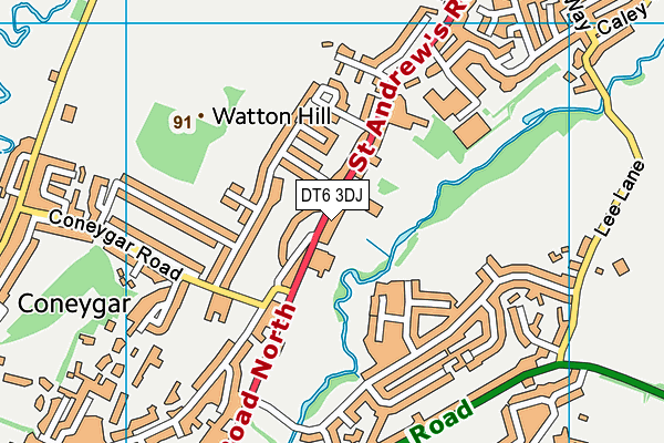 DT6 3DJ map - OS VectorMap District (Ordnance Survey)
