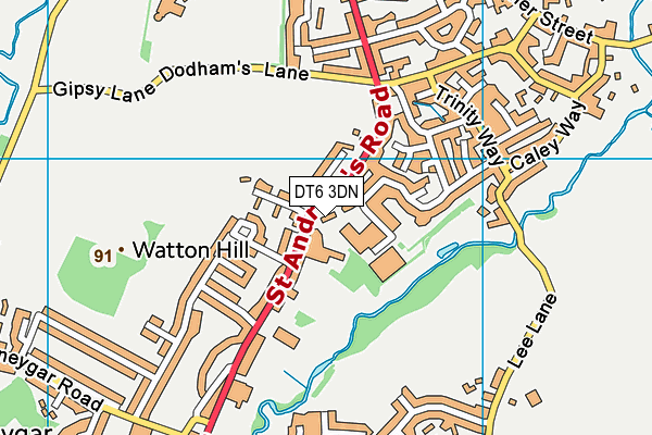 DT6 3DN map - OS VectorMap District (Ordnance Survey)