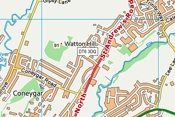 DT6 3DQ map - OS VectorMap District (Ordnance Survey)