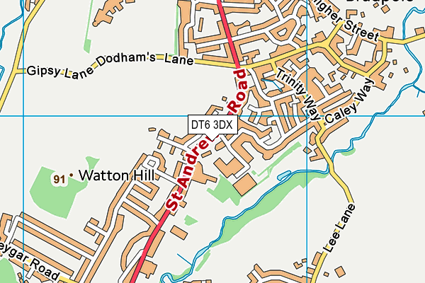 DT6 3DX map - OS VectorMap District (Ordnance Survey)