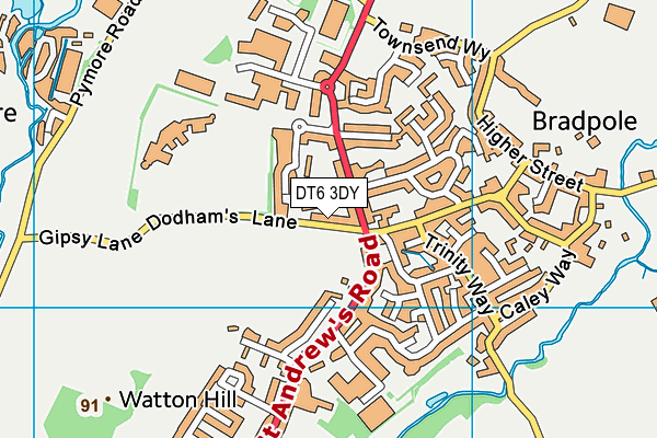 DT6 3DY map - OS VectorMap District (Ordnance Survey)