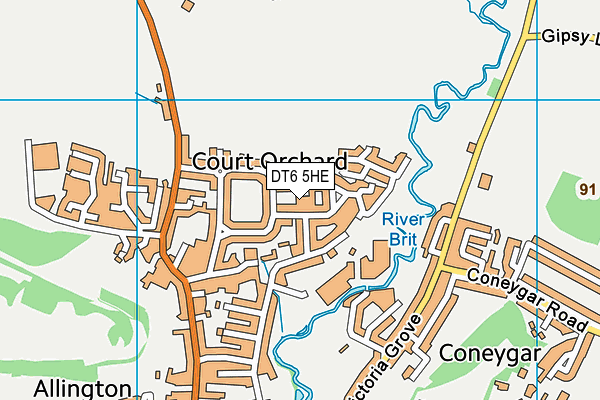 DT6 5HE map - OS VectorMap District (Ordnance Survey)