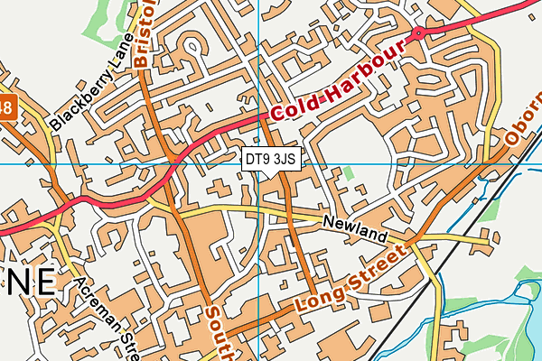 DT9 3JS map - OS VectorMap District (Ordnance Survey)