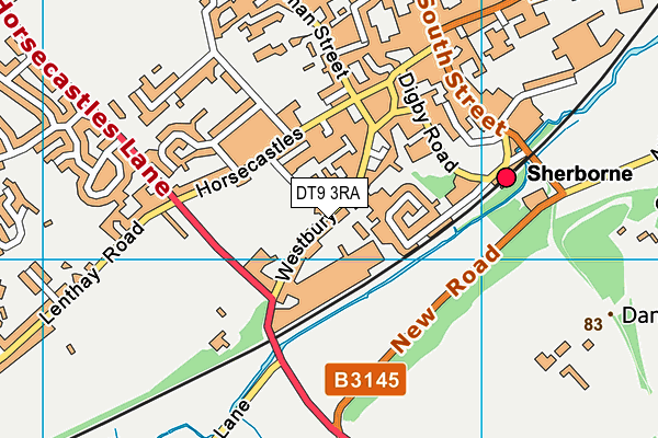 DT9 3RA map - OS VectorMap District (Ordnance Survey)