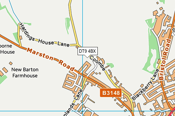 DT9 4BX map - OS VectorMap District (Ordnance Survey)