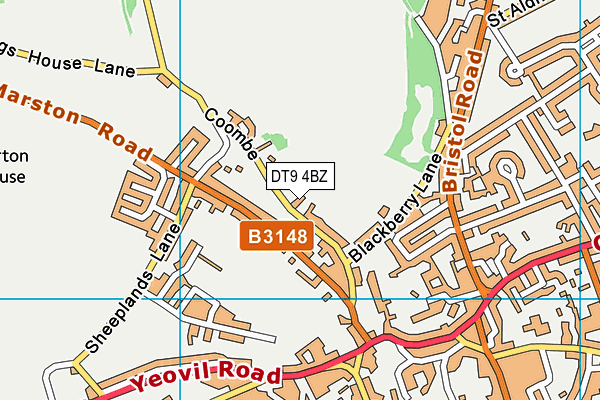 DT9 4BZ map - OS VectorMap District (Ordnance Survey)