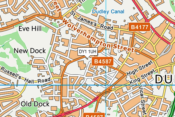 Dudley Leisure Centre (Closed) map (DY1 1UH) - OS VectorMap District (Ordnance Survey)