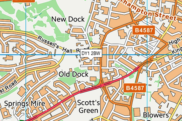 DY1 2BW map - OS VectorMap District (Ordnance Survey)