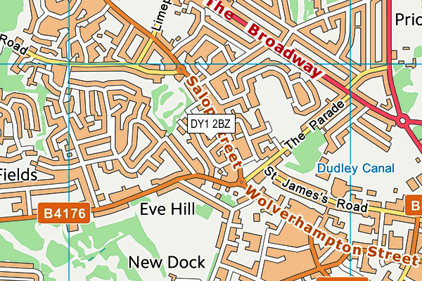 DY1 2BZ map - OS VectorMap District (Ordnance Survey)