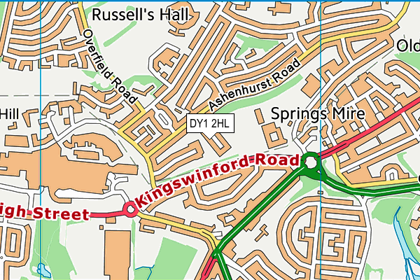 DY1 2HL map - OS VectorMap District (Ordnance Survey)