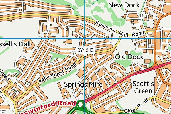 DY1 2HZ map - OS VectorMap District (Ordnance Survey)