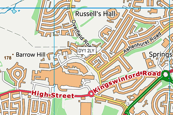 Russells Hall Open Space map (DY1 2LY) - OS VectorMap District (Ordnance Survey)