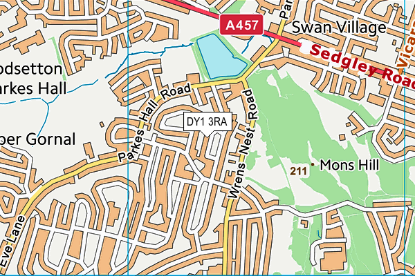 DY1 3RA map - OS VectorMap District (Ordnance Survey)