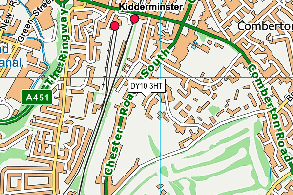 Kidderminster Golf Club map (DY10 3HT) - OS VectorMap District (Ordnance Survey)