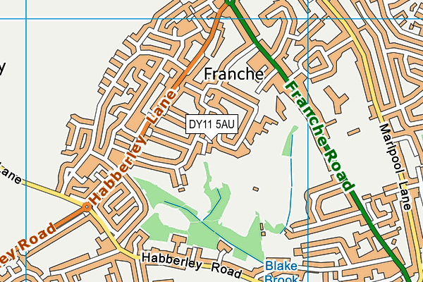 DY11 5AU map - OS VectorMap District (Ordnance Survey)