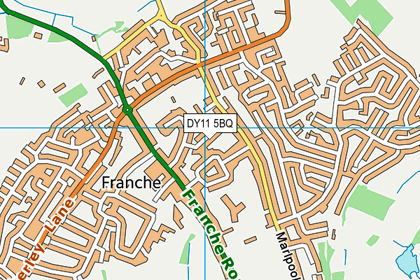 DY11 5BQ map - OS VectorMap District (Ordnance Survey)